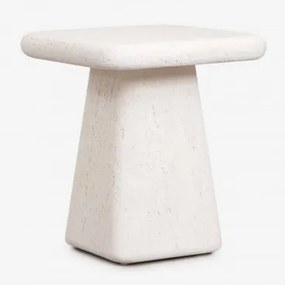 Mesa Auxiliar Para Jardim Quadrada 45x45 Cm Em Cimento Maelis Branco - Sklum