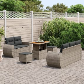 Conjunto de Sofá de Jardim vidaXL 8 Peças com Almofadas Cinza Vime Acá