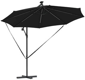 Guarda-sol de Bananeira Cantilever Preto 294 x 294 x 248 cm