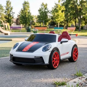 Carro elétrico infantil Porsche 911 GT3 RS 24 V 4x4 Com licença oficial 2 lugares, Bateria de lítio, Bancos em couro sintético, Rodas em EVA Vermelho