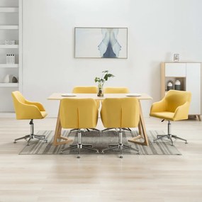 vidaXL Cadeiras de jantar giratórias 6 pcs tecido amarelo