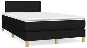 Cama box spring c/ colchão e LED 120x190 cm tecido preto
