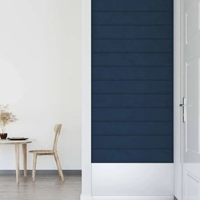 Painel de parede 12 pcs 90x15 cm veludo 1,62 m² azul