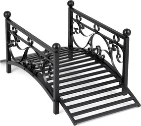Ponte de jardim metálica decorativa 101,5 x 45 x 43,5 cm com corrimões laterais e motivos estéticos, com capacidade de carga de 150 kg, para lago, pát