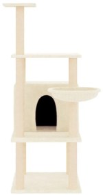 Árvore p/ gatos c/ postes arranhadores sisal 132 cm cor creme