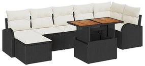 Sofá de Jardim Modular de 8 Peças com Almofadas Pretas em Rattan Sinté