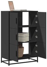Armário alto 68x35x106,5 cm derivados madeira e metal preto