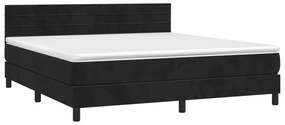Cama box spring c/ colchão/LED 160x200 cm veludo preto