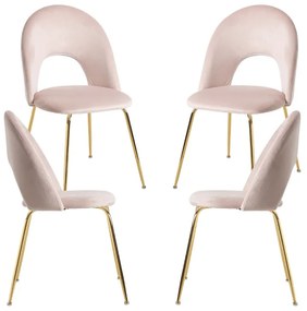 Pack 4 Cadeiras Dawa Gold Veludo - Rosa