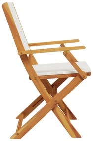 Cadeiras de jardim dobráveis 8 pcs tecido/madeira branco nata