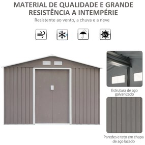 Outsunny Abrigo de Jardim Exterior 4,83m² 277x195x192cm Abrigo e Jardi