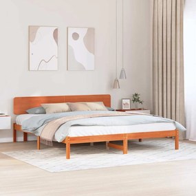 vidaXL Estrado de cama com cabeceira Castanho, 180 x 200 cm, madeira de pinho
