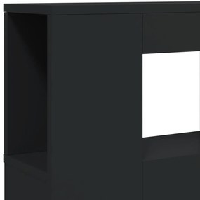 Cabeceira cama c/ LEDs 140x18,5x103,5 cm deriv. madeira preto
