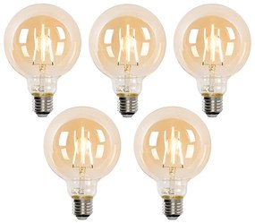 Conjunto de 5 lâmpadas LED E27 reguláveis G95 4,9W 320 lm 2500K