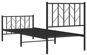 Estrutura de cama com cabeceira e pés 80x200 cm metal preto