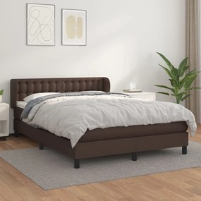 vidaXL Cama com molas/colchão 140x190 cm couro artificial castanho