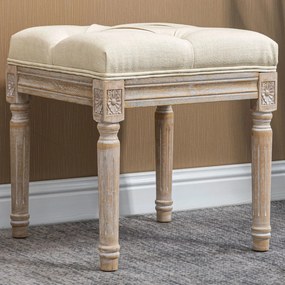 Banco Vintage com Assento Capitonê Sorrento – 40x40x43 cm – Bege – Pés