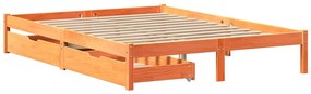 Cama sem colchão 160x200 cm madeira pinho maciço castanho-mel