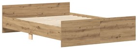 Estrutura de cama sem colchão 140x190 cm carvalho artesanal