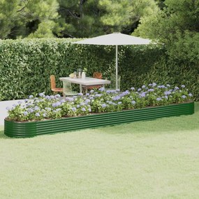 vidaXL Canteiro elevado jardim 544x100x36 cm aço galvanizado verde
