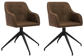 vidaXL Cadeiras de jantar giratórias 2 pcs tecido castanho