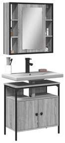 vidaXL 2 pcs conjunto móveis WC derivados de madeira sonoma cinza