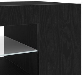 Estante de TV vidaXL com Luzes LED em Carvalho Preto 135x39x30cm em Ma