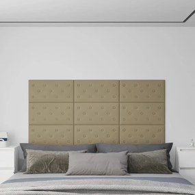 Painel parede 12pcs 60x30cm couro artificial 2,16 m² cappuccino