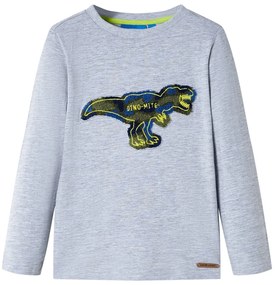 T-shirt de manga comprida para criança cinza mesclado 128