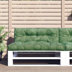 vidaXL Almofadão para sofá de paletes 120x40x12cm tecido padrão folhas