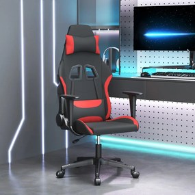 vidaXL Cadeira de gaming tecido preto e vermelho