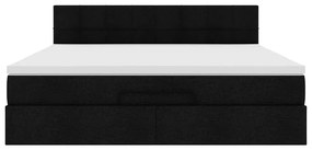 Cama Otomana com colchão &amp; LEDs 180x200cm tecido preto