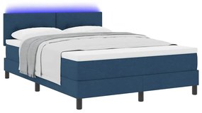 Cama Box com Colchão &amp; LED Azul 140x200 cm Tecido