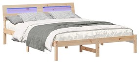 Estrutura da Cama com luzes de tira LED com cabeceira Castanho 160 x 2