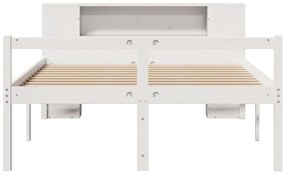 Cama com estante sem colchão 150x200 cm pinho maciço branco