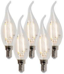 Conjunto de 5 lâmpadas E14 com ponta de filamento LED regulável 250lm 2700K