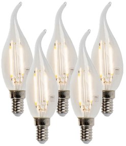 Conjunto de 5 lâmpadas LED filamento vela E14 reguláveis 250lm 2700K