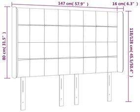 Cabeceira cama c/ luzes LED veludo 147x16x118/128cm azul-escuro