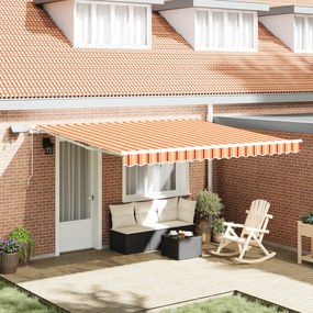 vidaXL Toldo Retrátil Manual com LED Amarelo e Laranja 400x300 cm
