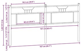 Cabeceira de cama 160 cm derivados madeira/aço carvalho sonoma