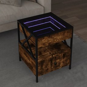 vidaXL Mesa de centro luzes LED Infinity 40x40x51 cm carvalho fumado