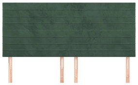 Cabeceira de cama 4 pcs veludo 100x5x78/88 cm verde-escuro