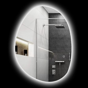 HOMCOM Espelho de Casa de Banho LED 80x60 cm Espelho de Parede sem Moldura 3 Cores de Luz Brilho Regulável Função Anti-Embaciamento Função Memória, Interruptor Táctil IP44 Prata