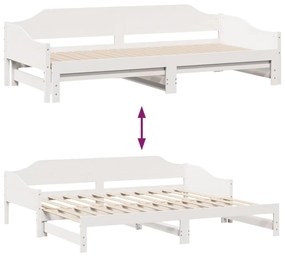 Sofá-cama com gavetão 80x200 cm madeira de pinho maciça branco