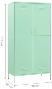 Roupeiro 90x50x180 cm aço verde-hortelã