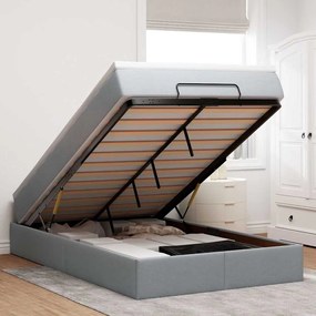 vidaXL Estrutura cama otomana colchão 120x200 cm tecido cinzento claro