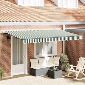 vidaXL Toldo Retrátil Manual Verde e Branco 4 x 2 m Poliéster