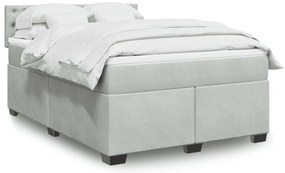 vidaXL Cama com molas/colchão 140x190 cm veludo cinzento-claro