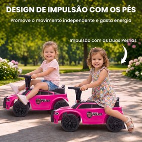 Carro Andador de Polícia para Crianças 18-36 Meses com Luz, Música e Arrumação, 65x29,5x36 cm, Rosa