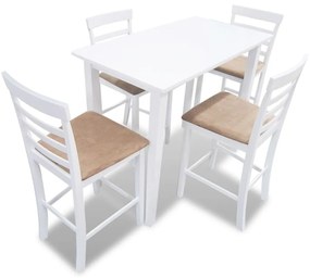 Consola de mesa branca e conjunto de 4 cadeiras de bar
